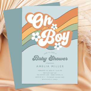 Groovy Oh Boy Baby Shower Invitation