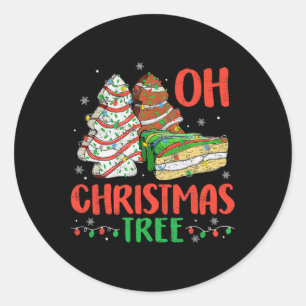 Groovy Oh Christmas Tree Cakes Debbie Becky Jen Ca Classic Round Sticker
