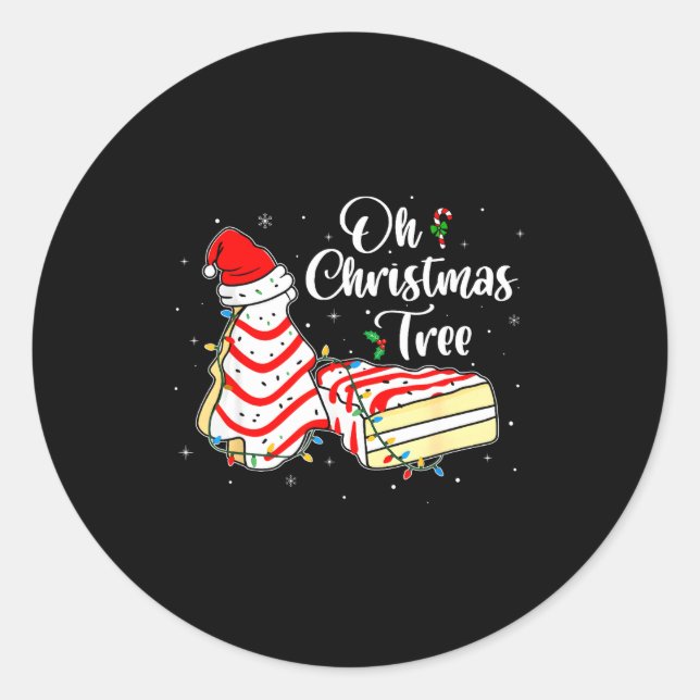 Groovy Oh Christmas Tree Cakes Debbie Becky Jen Ca Classic Round Sticker (Front)