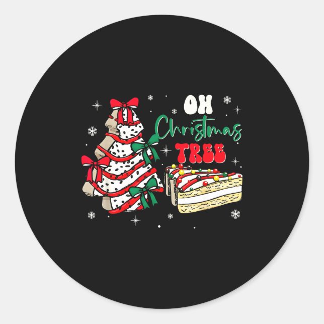 Groovy Oh Christmas Tree Cakes Debbie Becky Jen Ca Classic Round Sticker (Front)