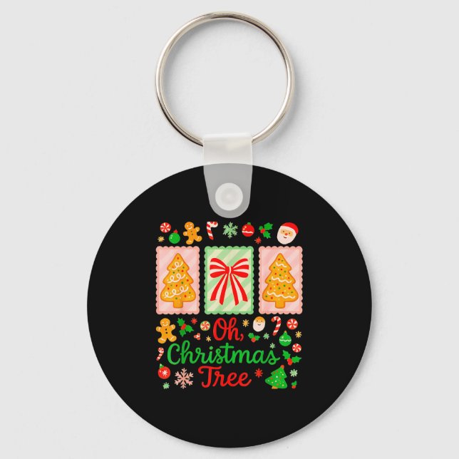 Groovy Oh Christmas Tree Cakes Debbie Becky Jen Ca Key Ring (Front)