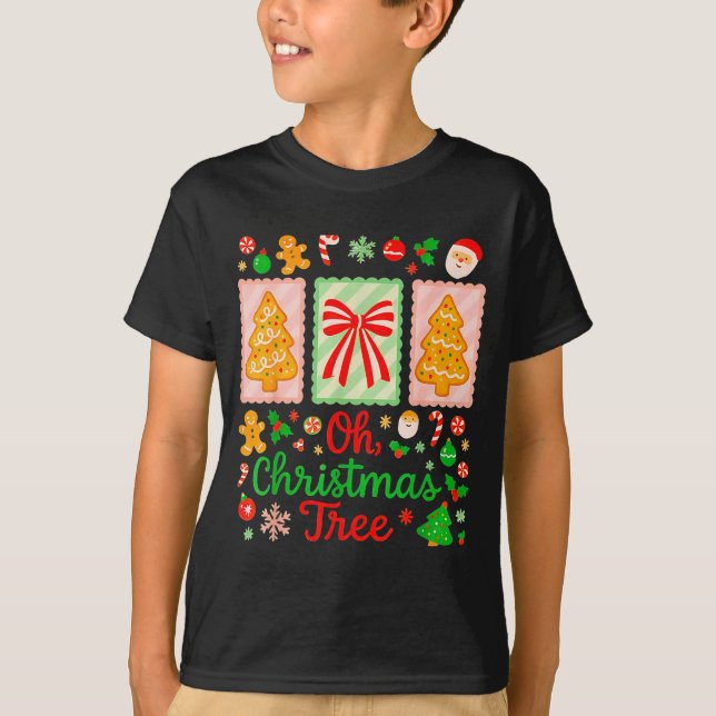 Groovy Oh Christmas Tree Cakes Debbie Becky Jen Ca T-Shirt (Front)
