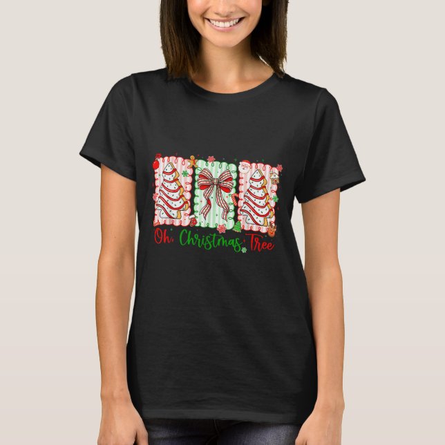 Groovy Oh Christmas Tree Cakes Debbie Becky Jen Ca T-Shirt (Front)