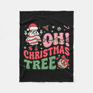 Groovy Oh Christmas Tree Cakes Funny Xmas Cake Lov Fleece Blanket