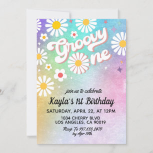 Groovy One 1st Birthday Invitation