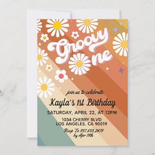 Groovy One 1st Birthday Invitation