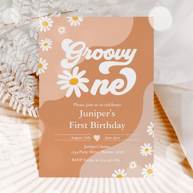 Groovy One 1st Birthday Party Boho Floral Daisy Invitation (Creator Uploaded)