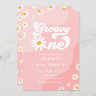 Groovy One 1st Birthday Party Boho Floral Daisy Invitation