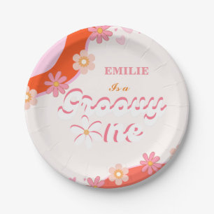 Groovy One 1st Birthday Party Boho Retro Daisy Paper Plate