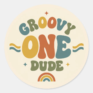 Groovy One 1st Birthday Sticker