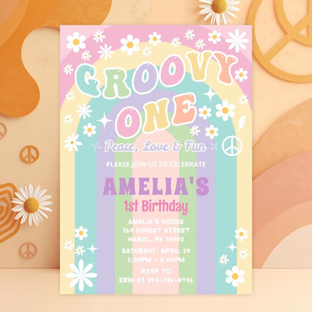 Groovy one birthday invitation (Creator Uploaded)