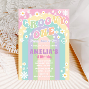 Groovy one birthday invitation