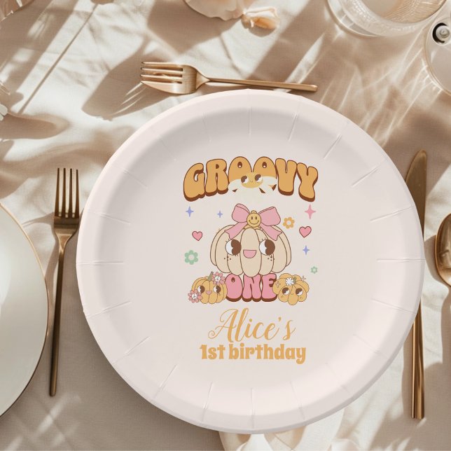 Groovy One Boho Daisy 1st Birthday Party Paper Plate (Creator Uploaded)