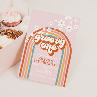Groovy One boho daisy rainbow first birthday