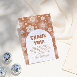 Groovy One Boho Daisy Retro 1st Birthday Party Thank You Card<br><div class="desc">A thank-you card to match our Groovy One Boho Daisy Retro 1st Birthday Party collection. This design features a vintage hippie pattern of daisy flowers arch in a boho colour scheme. There is an editable thank-you message. The back of the card is the birthday girl‘s custom photo. Click on "Personalise...</div>