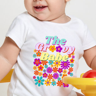 Groovy One Colourful Retro Floral Birthday Baby T-Shirt