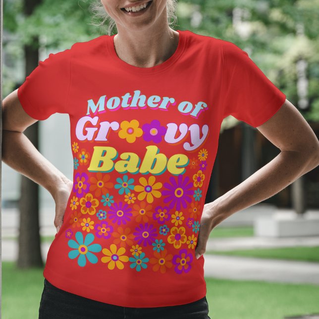 Groovy One Colourful Retro Floral Birthday T-Shirt (Creator Uploaded)