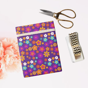 Groovy One Colourful Retro Floral Birthday Wrapping Paper