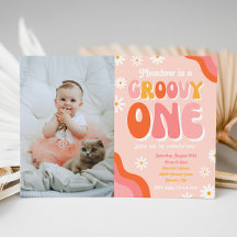 Groovy One First Birthday Invitation | |Groovy One