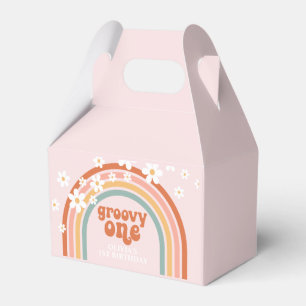 Groovy One hippie daisy rainbow 1st birthday Favou Favour Box