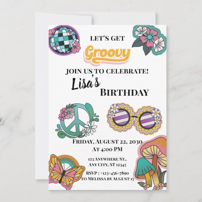 Groovy One Invitation (Front)