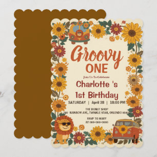 Groovy One Lion Birthday Retro 70s First Birthday