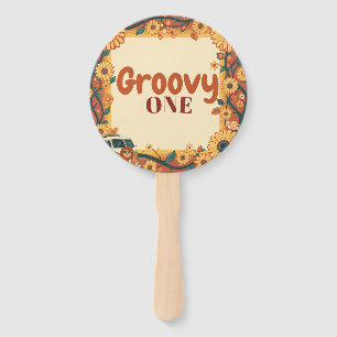 Groovy One Lion Birthday Retro 70s First Birthday  Hand Fan