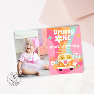 Groovy One Photo Invitation