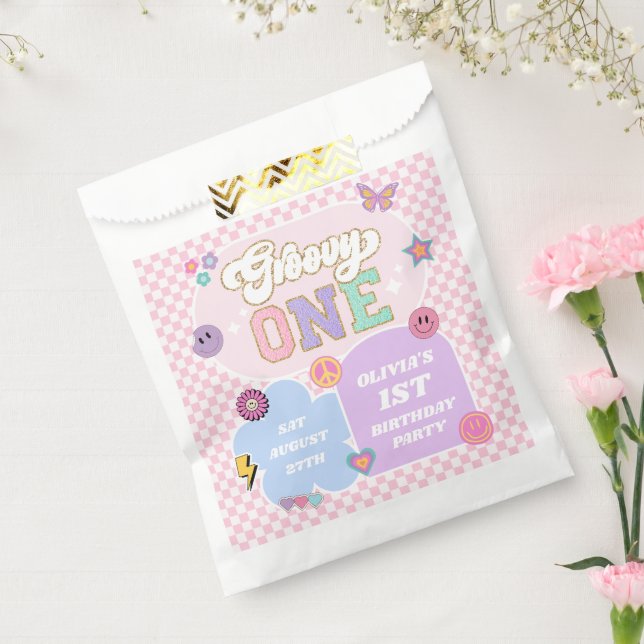 Groovy One Preppy Patch 1st Birthday Party Favour Bags (Sealed)