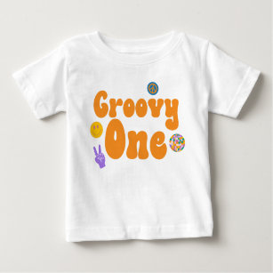 Groovy One Retro 70's 1st Birthday Orange  Baby T-Shirt