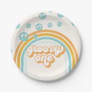 Groovy One Retro Boy 1st Birthday Paper Plates