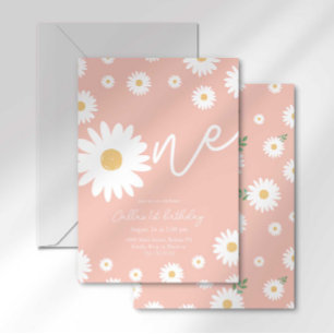 Groovy One Retro Daisy Boho First Birthday Invitation