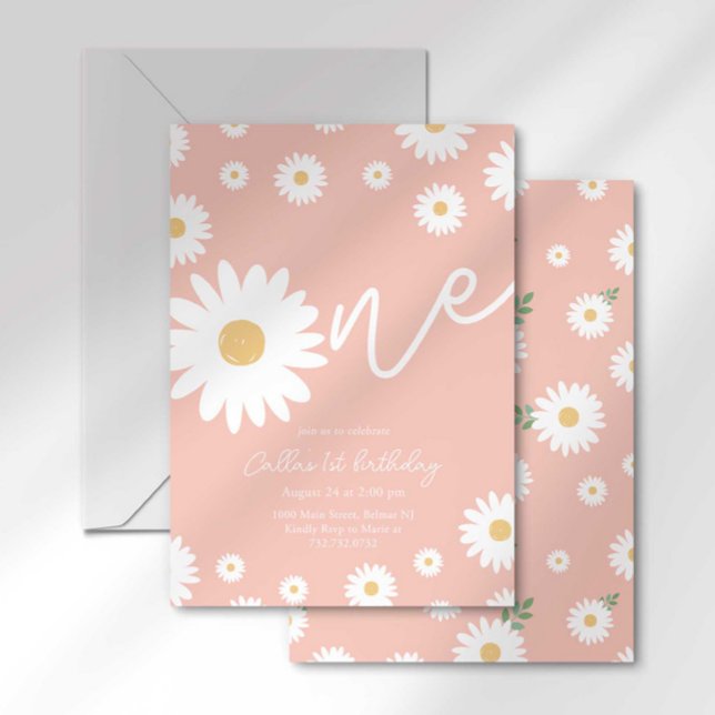 Groovy One Retro Daisy Boho First Birthday Invitation (Creator Uploaded)