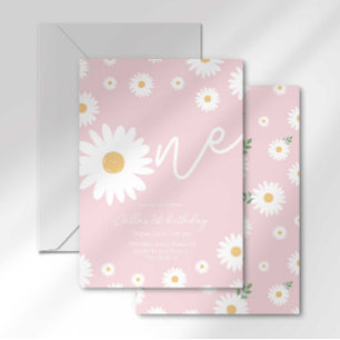 Groovy One Retro Daisy Boho First Birthday Invitation