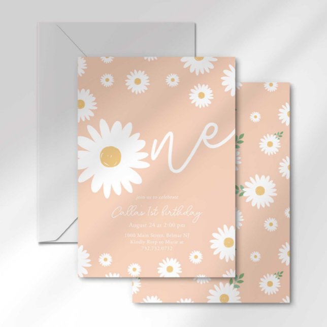 Groovy One Retro Daisy Boho First Birthday Invitation (Creator Uploaded)