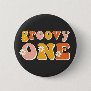 Groovy One Retro First Birthday 6 Cm Round Badge