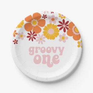 Groovy One Retro Floral 1st birthday Paper Plate