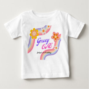 Groovy One Retro Rainbow 1st Birthday  Baby T-Shirt
