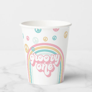 Groovy One Retro Summer Rainbow Paper Cups