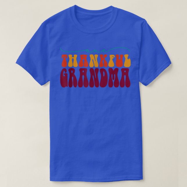 Groovy One Thankful Grandma Hello Fall Vibes Thank T-Shirt (Design Front)