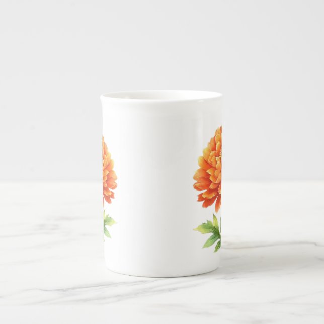 Groovy Orange Blooms  Bone China Mug (Front)