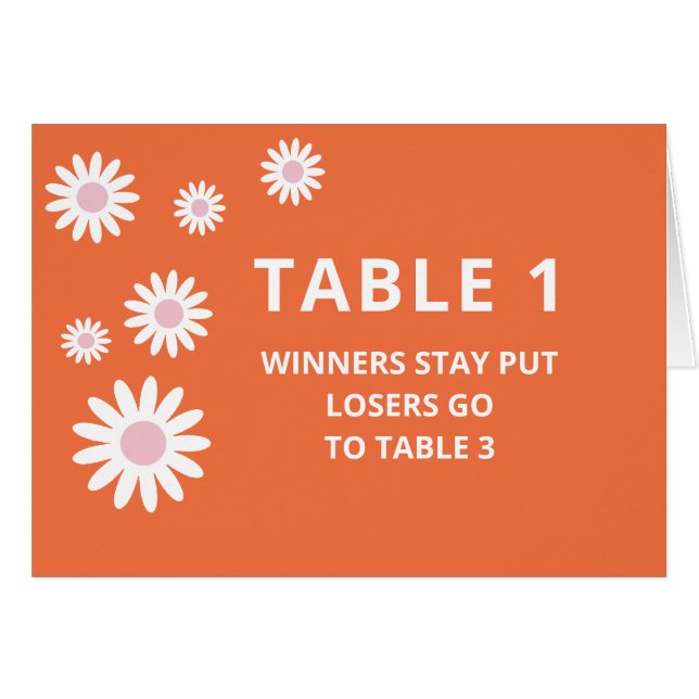 Groovy Orange Bunco Table Card For Table 1 (Front Horizontal)