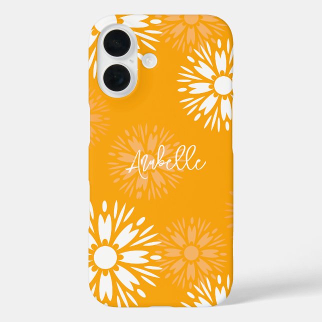 Groovy Orange Daisy Flower Retro Floral Name  Case-Mate iPhone Case (Back)