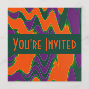 groovy orange puple invitation