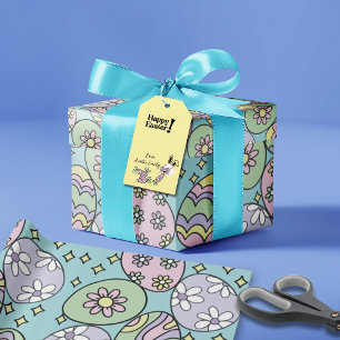 Groovy Pastel Easter Wrapping Paper Hippie Vibe