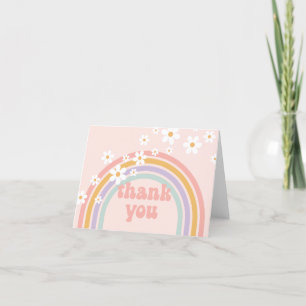 Groovy Pastel rainbow Thank You Card