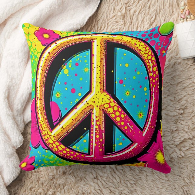 Groovy Peace Flower Power Cushion (Blanket)
