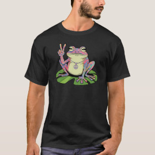 Groovy Peace Frog, Funny Frog Peace Sign T-Shirt