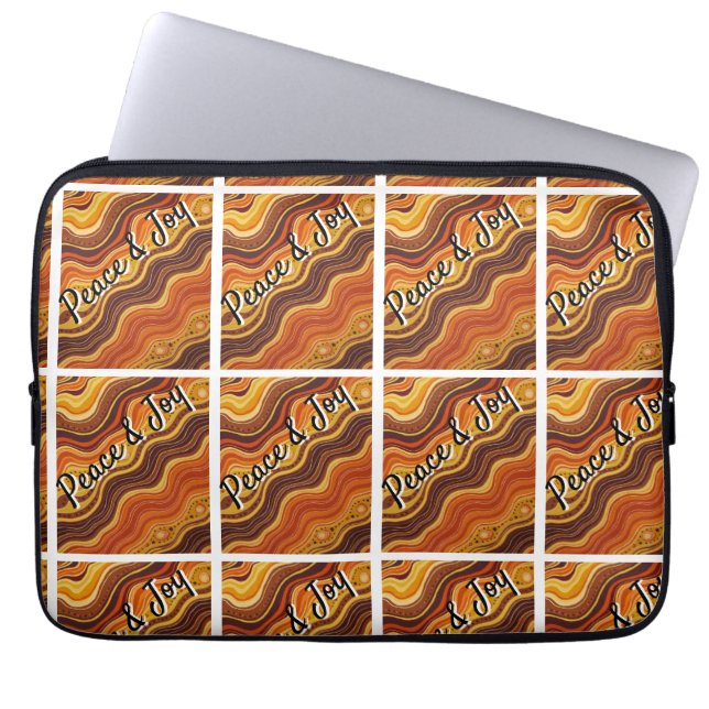 Groovy Peace & Joy Repeating Pattern  Laptop Sleeve (Front)