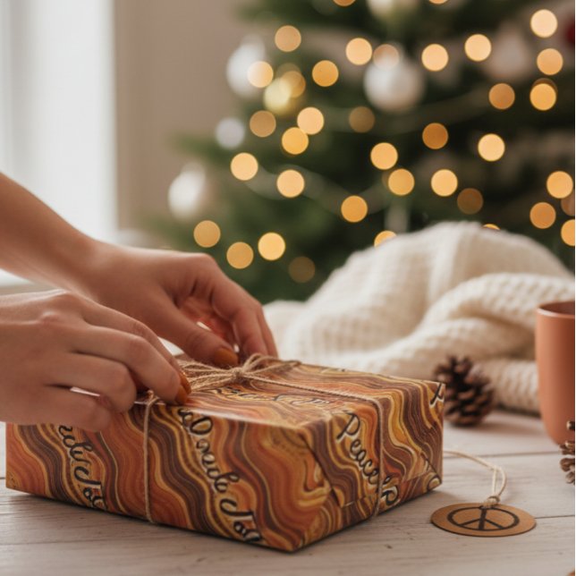 Groovy Peace & Joy Repeating Pattern  Wrapping Paper (Creator Uploaded)